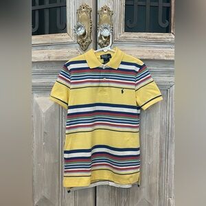 Polo by Ralph Lauren 
Boys size 7
Multi color striped polo with Navy horse